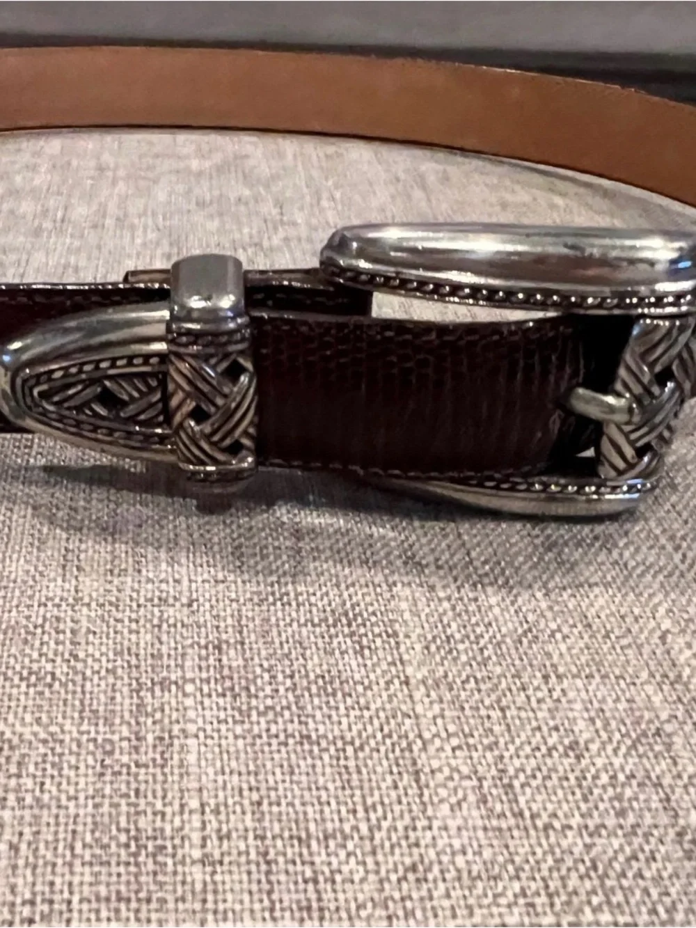 Brighton Belt , brown textured with silvertone hardware size small